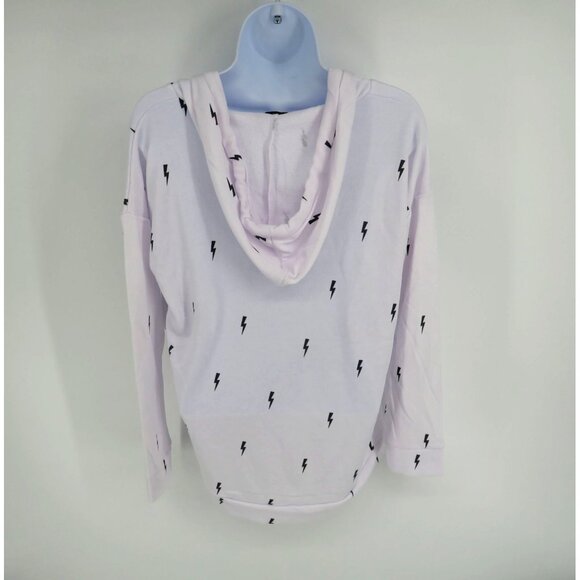 Theo & Spence Lightning Bolt Print White Hoodie Sweatshirt Small NWT $68 - Picture 5 of 5